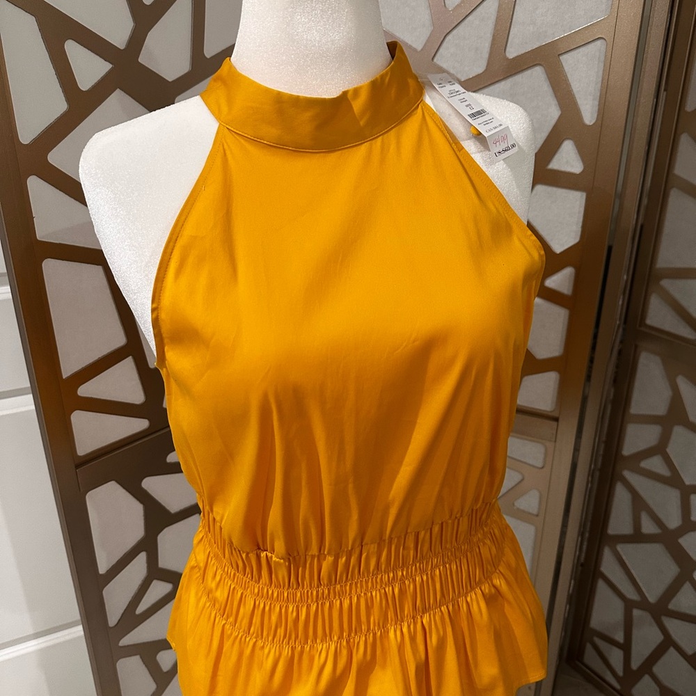 White House Black Market Yellow Halter Blouse